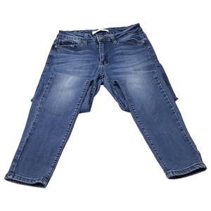 KANCAN Women's Francesca Dark Blue Wash Mid Rise Super Skinny Jeans Size 26l